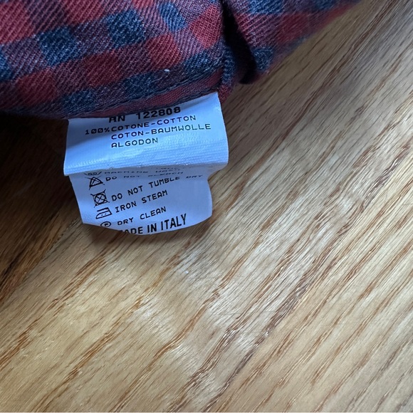 Scoop NYC Men’s Large Red Grey Check Long Sleeve Button Down Shirt Made in Italy - Picture 6 of 7